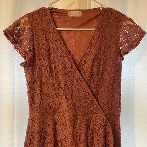 Altar’d State Artiz Lace Wrap Maxi Dress Size Small Pink Blush